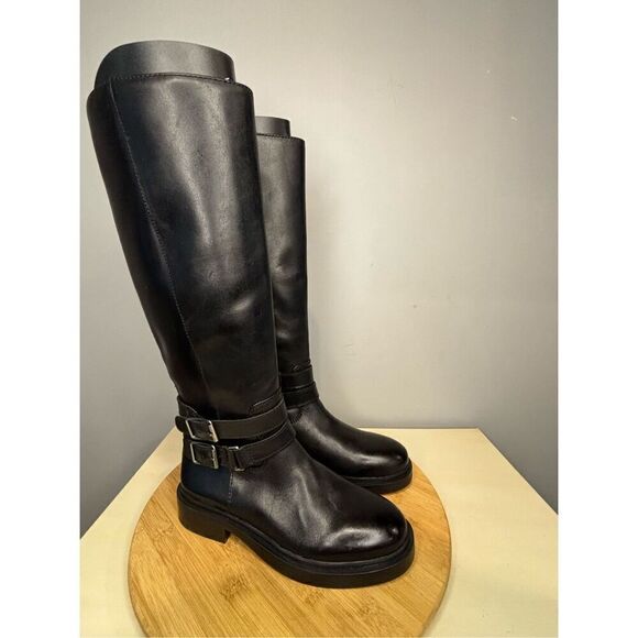 Sam Edelman Women's Freda Buckled Side Zip Knee High Boots Black Size 6M
